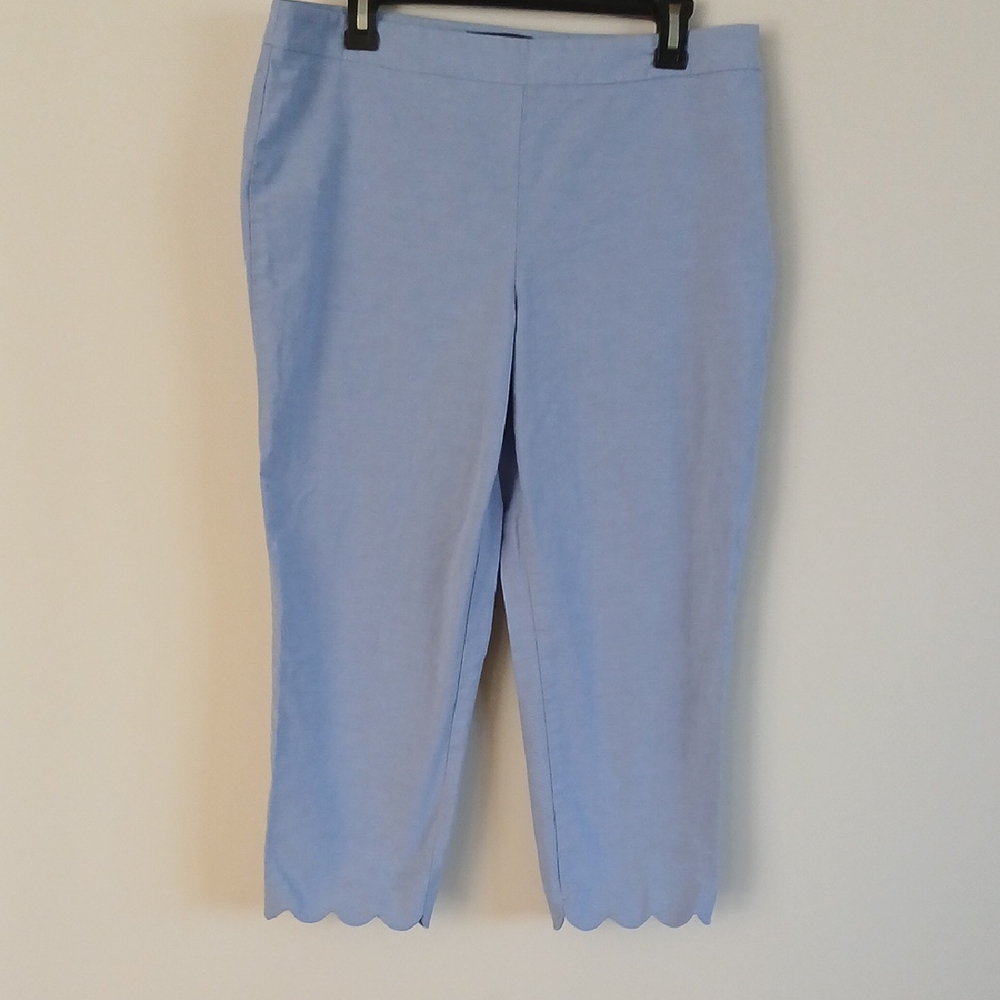 Talbots Chathem Crop Capri Light Blue Scallop-hem Pants Sz 10